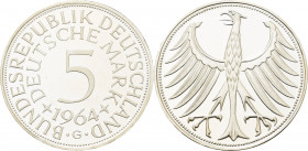 Kursmünzen
 5 DM 1964 G Jaeger 387 Polierte Platte