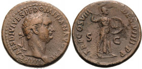 Kaiserzeit
Domitian 81-96 As 81, Rom Kopf mit Lorbeerkranz nach rechts, IMP CAES DIVI VEP F DOMITIAN AVG PM / Minerva steht nach rechts, TRP COS VIII...