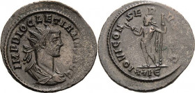 Kaiserzeit
Diocletian 284-305 Antoninian 286, Rom Brustbild mit Strahlenkrone nach rechts, IMP DIOCLETIANVS AVG / Jupiter mit Blitzbündel und Zepter ...