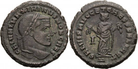 Kaiserzeit
Maximinus Daia 305/310-313 Follis 305/306, Carthago Kopf mit Lorbeerkranz nach rechts, GAL VAL MAXIMINVS NOB CAES / Carthago steht nach li...