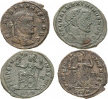 Römische Münzen
Lot-2 Stück Severus II. - Follis 306, Siscia. Kopf mit Lorbeerkranz nach rechts / Roma sitzt mit Victoriola nach links. Dazu: Maximin...