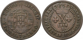 Brasilien
Joao VI. 1816-1822 10 Reis 1818, B-Bahia (R-Rio de Janeiro) Interessante Variante B aus R geschnitten KM vgl. 314.2 Prober vgl. C-1143 Selt...