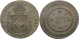 Brasilien
Pedro I 1822-1831 10 Reis 1828, B-Bahia KM 371.2 Prober C-1326 Sehr schön-vorzüglich