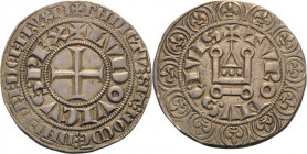 Frankreich
Ludwig IX. 1245-1270 Gros tournois 1266/1270, Tours Kreuz im Perlkreis, LVDOVICVS REX / Châtel tournois, TVRONVS CIVIS Duplessy 190 3.79 g...