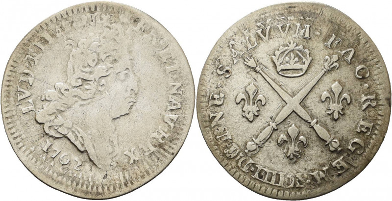 Frankreich
Ludwig XIV. 1643-1715 1/16 Ecu aux insignes 1702, X-Amiens Gadoury 1...