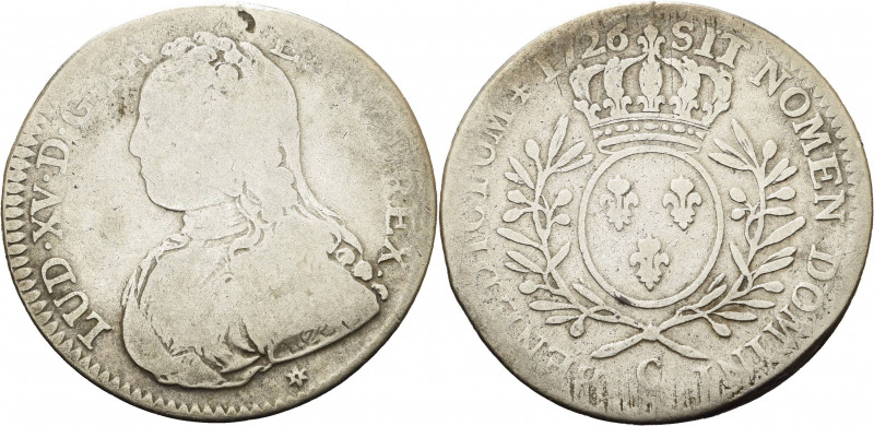 Frankreich
Ludwig XV. 1715-1774 1/2 Écu aux branches d'olivier 1726, C-Caen Gad...