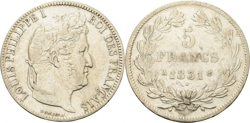 Frankreich
Louis Philippe 1830-1848 5 Francs 1831, A-Paris Gadoury 677 a Davenp...