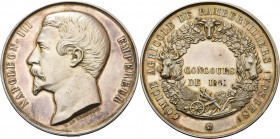 Frankreich
Napoleon III. 1852-1870 Silbermedaille 1861 (Longueil) Comice Agricole de Rambervilles. Kopf nach links / 2 Zeilen Schrift in einem mit Ti...