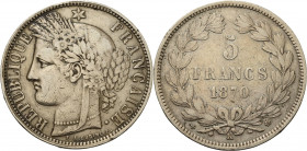 Frankreich
Dritte Republik 1870-1940 5 Francs 1870, A-Paris Ohne Rv-Umschrift Gadoury 742 Davenport 97 Sehr schön+