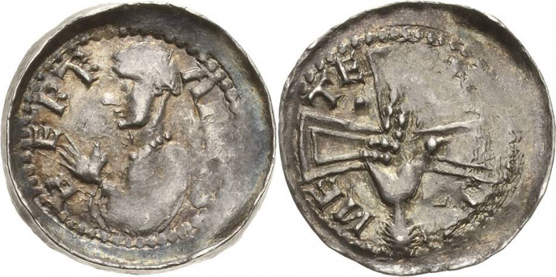 Frankreich-Metz, Bistum
Bertram 1180-1212 Denar Hüftbild des Bischofs nach link...