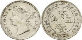 Hongkong
Victoria 1837-1901 5 Cents 1901. KM 5 Prachtexemplar mit feiner Patina. Vorzüglich