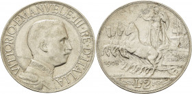 Italien-Königreich
Vittorio Emanuele III. 1900-1946 2 Lire 1908. Montenegro 147 Pagani 732 Fast vorzüglich