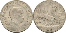 Italien-Königreich
Vittorio Emanuele III. 1900-1946 2 Lire 1912, Rom Montenegro 150 Pagani 735 Sehr schön-vorzüglich