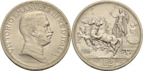 Italien-Königreich
Vittorio Emanuele III. 1900-1946 2 Lire 1916, Rom Montenegro 156 Pagani 739 Vorzüglich-prägefrisch