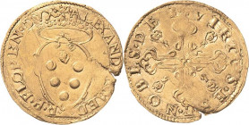 Italien-Florenz
Alessandro de Medici 1512-1537 Scudo d'oro o.J. Montagano 97 (R) CNI 20 Friedberg 280 3.43 g. Selten. Kl. Schrötlingsriss, sehr schön...