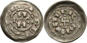 Italien-Mailand
Enrico II. di Sassonia 1014-1024 Denar scodellato o.J. Henricus-Monogramm im Perlkreis, +MPIIERIATOR / Kreuz im Perlkreis, MIEDIOLANI...