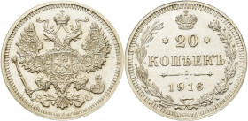 Russland
Nikolaus II. 1894-1917 20 Kopeken 1916, BS-St.Petersburg Bitkin 118 Prägefrisch