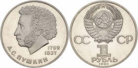 Russland-Sowjetunion
 Rubel 1985 (geprägt 1984) 185. Geburtstag von Puschkin. Mit fehlerhafter Jahreszahl 1985 statt 1984 KM Y 196.2 Parchimowicz 124...