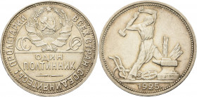 Russland-Sowjetunion
 Poltinnik (50 Kopeken) 1925, PL-St. Petersburg KM Y 89.2 Parchimowicz 56 f Vorzüglich-prägefrisch