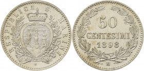 San Marino
 50 Centesimi 1898, R-Rom Montenegro 6 Pagani 369 Prachtvolles Exemplar. Prägefrisch