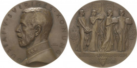 Schweden
Gustav V. 1907-1950 Bronzemedaille 1914 (E. Lindberg) Baltische Ausstellung in Malmö. Uniformiertes Brustbild nach links / Vier weibliche Ge...