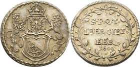 Schweiz-Zürich, Stadt
 Silbermedaille 1600. Schulprämienmedaille. Wappen / S P Q T (= Sentaus Populusque Turigi) LEER GIBT EER im Lorbeerkranz. 24,5 ...