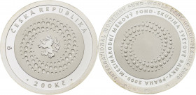 Tschechien
 200 Kronen 2000. Internationaler Währungsfonds KM 49 Auflagenhöhe: 4294 Exemplare. Polierte Platte