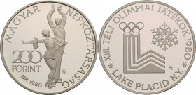 Ungarn
Volksrepublik 1949-1990 200 Forint 1980. Olympische Winterspiele Lake Placid. Piefort KM P 25 Polierte Platte