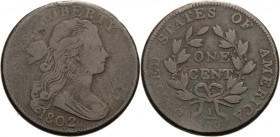 Vereinigte Staaten von Amerika
 Cent 1802, Philadelphia Draped Bust Type KM 22 Schön/fast sehr schön
