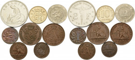 Allgemeine Lots
Lot-8 Stück Interessantes Lot von ausländischen Münzen des 19. und 20. Jhd. Darunter Belgien-2 Francs 1930. 5 Centimes 18622 Centimes...