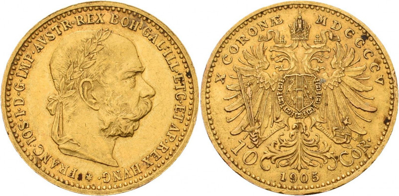 Kaiserreich Österreich
Franz Joseph I. 1848-1916 10 Kronen 1905, Wien 3,05 g Fe...