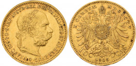 Kaiserreich Österreich
Franz Joseph I. 1848-1916 10 Kronen 1905, Wien 3,05 g Feingold Friedberg 506 Schlumberger 645 3.37 g. GOLD. Min. Randfehler,vo...