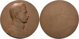 Kaiserreich Österreich
Karl. I. 1916-1918 Bronzemedaille o.J. (R. Marschall) Brustbild des Kaisers nach rechts / 2 Zeilen Schrift. 80 mm, 166,24 g Sl...