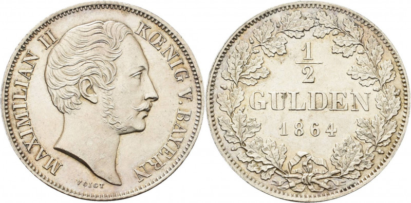 Bayern
Maximilian II. Joseph 1848-1864 1/2 Gulden 1864, München AKS 152 Jaeger ...