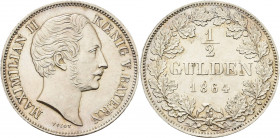 Bayern
Maximilian II. Joseph 1848-1864 1/2 Gulden 1864, München AKS 152 Jaeger 81 Vorzüglich