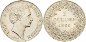 Bayern
Ludwig II. 1864-1886 Gulden 1869, München AKS 178 Jaeger 103 Attraktives Exemplar. Fast prägefrisch