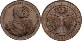 Bayern
Prinz Alfons von Bayern 1862-1933 Bronzemedaille 1891 (M. Gube) Vermählung mit Louise Victoria von Orléans. Beider Brustbilder nebeneinander n...