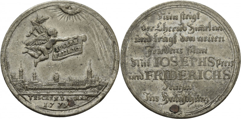 Brandenburg-Preußen
Friedrich II., der Große 1740-1786 Zinnmedaille mit Kupfers...