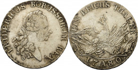 Brandenburg-Preußen
Friedrich II., der Große 1740-1786 Taler 1780, A-Berlin Olding 70 Kluge 122.6 v. Schrötter 466 Davenport 2590 Sehr schön