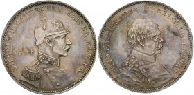 Brandenburg-Preußen
Wilhelm II. 1888-1918 Silbermedaille 1894 (Lauer) Aussöhnung mit Bismarck. Brustbild mit Pickelhaube nach rechts / Brustbild Bism...