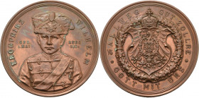Brandenburg-Preußen
Kronprinz Wilhelm 1882-1951 Bronzemedaille o.J. (1892) (Schwabe) 10. Geburtstag. Brustbild von vorn / Bekröntes Wappenschild im E...