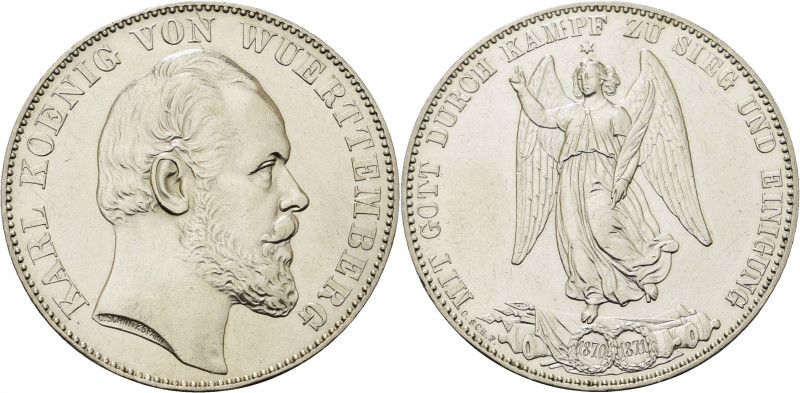 Württemberg
Karl 1864-1891 Taler 1871, Stuttgart Sieg AKS 132 Jaeger 86 Kahnt 5...
