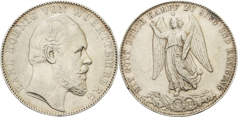 Württemberg
Karl 1864-1891 Taler 1871, Stuttgart Sieg AKS 132 Jaeger 86 Kahnt 5...