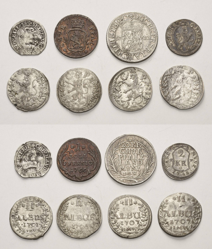 Pfalz
Lot-8 Stück Interessantes Lot Pfälzischer Münzen. Darunter: 20 Kreuzer 17...