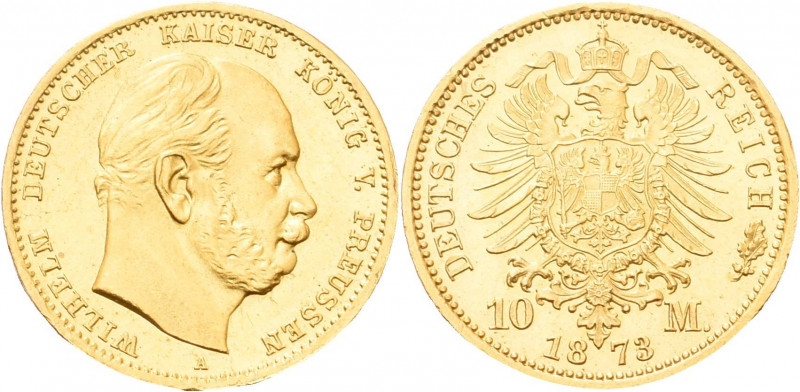 Preußen
Wilhelm I. 1861-1888 10 Mark 1873 A Jaeger 242 Prägebedingte Randuneben...