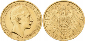 Preußen
Wilhelm II. 1888-1918 20 Mark 1913 A Jaeger 252 Kl. Randfehler, fast vorzüglich/vorzüglich