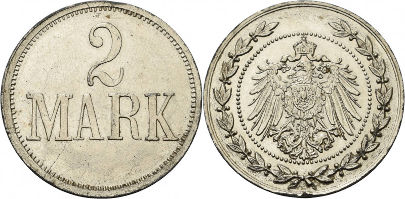 Proben und Abschläge
 2 Mark o.J. Zink vernickelt, Glatter Rand. 28,6 mm, 5,16 ...