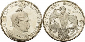 Proben und Abschläge Preußen
 5 Mark 1913. (K. Goetz) Bronze versilbert, Rand glatt Schaaf 114 G2 Kienast 76 29.13 g. Von PP Stempel. Randprüfstelle,...