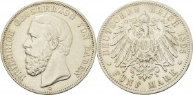 Baden
Friedrich I. 1856-1907 5 Mark 1895 G Jaeger 29 Sehr schön