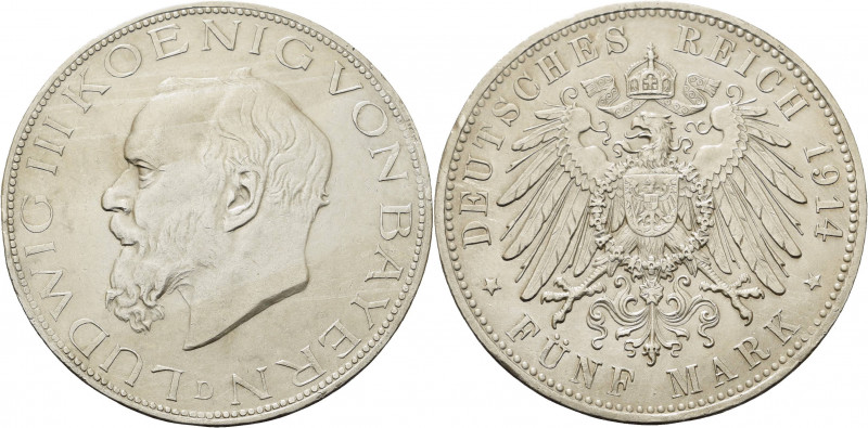 Bayern
Ludwig III. 1913-1918 5 Mark 1914 D Jaeger 53 Kl. Randfehler, fast vorzü...